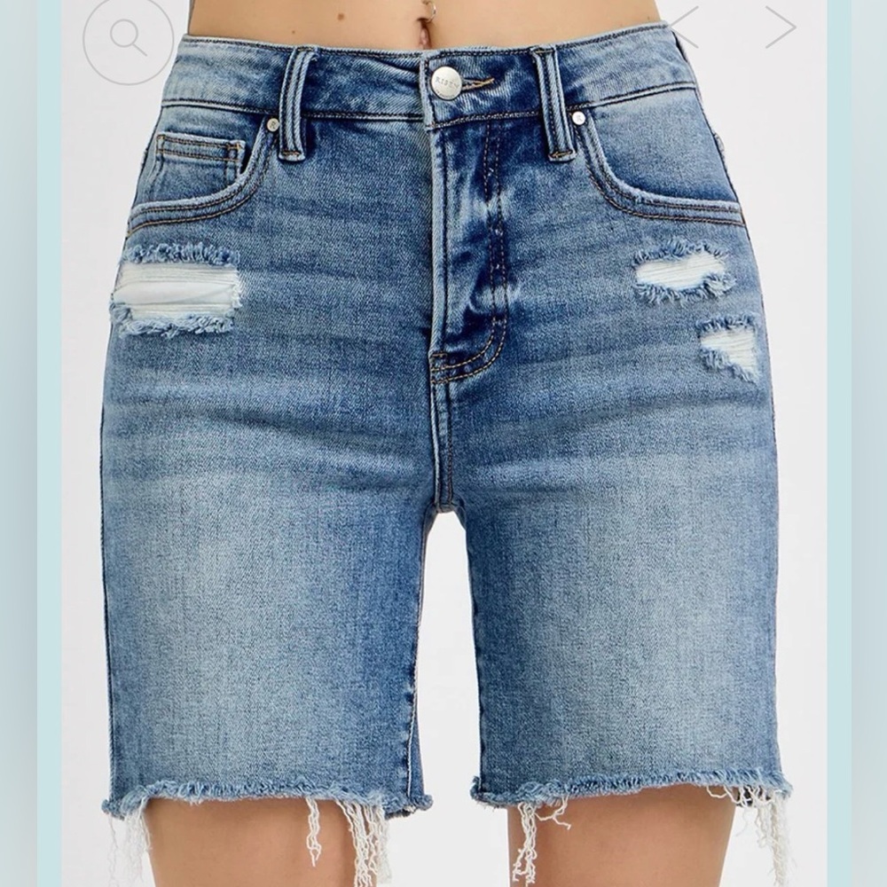 NWOT - Risen - Tummy Control High Rise Denim Distressed Woman's Small Shorts